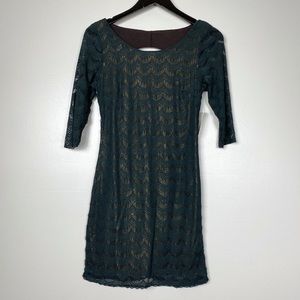 FREE PEOPLE Holly's Lace Shift Dress Green Gold S